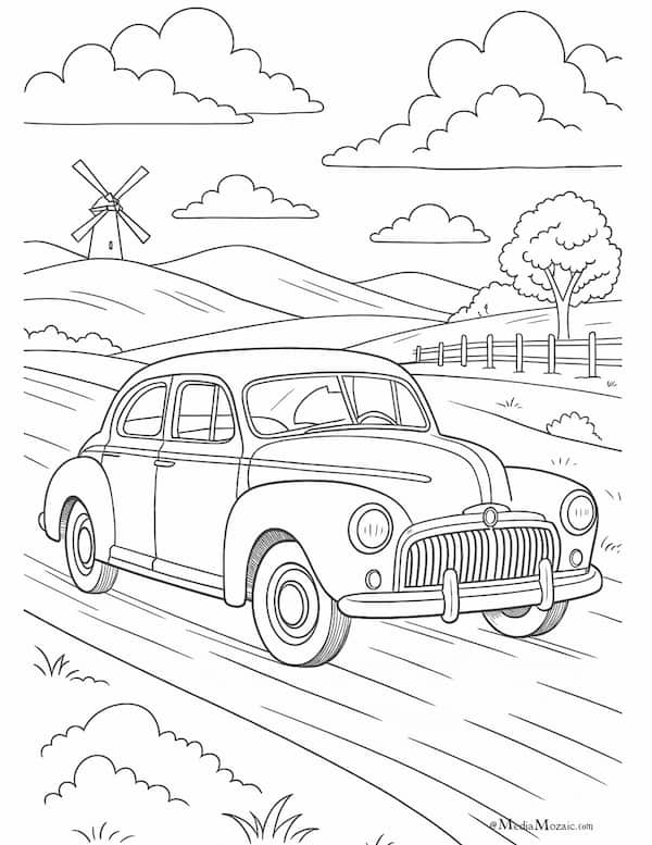 13 Free Printable Car Coloring Pages (PDF) 11 detailed car coloring sheet for teens,classic vintage car coloring printable,printable classic car coloring pages