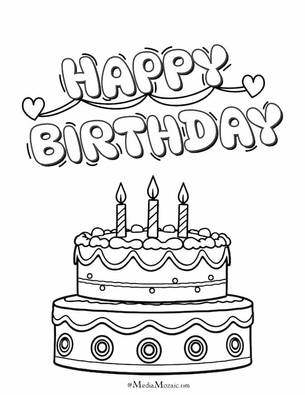 Happy Birthday Coloring Pages For All Ages(16 Free Printables) 9 Happy birthday message with a cute, two tiered birthday cake with candles, coloring, page, colouring page of cakes,happy birthday best friend coloring pages, happy birthday dad coloring pages, happy birthday dad coloring pages printable, cute happy birthday mom coloring page, free printable free printable happy birthday dad coloring pages, birthday card, happy birthday dad drawing, unicorn cake coloring pages, happy birthday daddy coloring pages, happy birthday daddy coloring pages printable