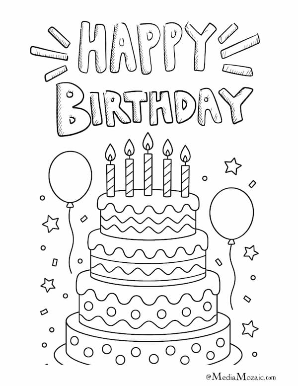 Happy Birthday Coloring Pages For All Ages(16 Free Printables) 11 happy birthday coloring sheet with birthday cake and balloons,coloring pages happy birthday mom,happy birthday best friend coloring pages, happy birthday dad coloring pages, happy birthday dad coloring pages printable, cute happy birthday mom coloring page, free printable free printable happy birthday dad coloring pages, birthday card, happy birthday dad drawing, unicorn cake coloring pages, happy birthday daddy coloring pages, happy birthday daddy coloring pages printable