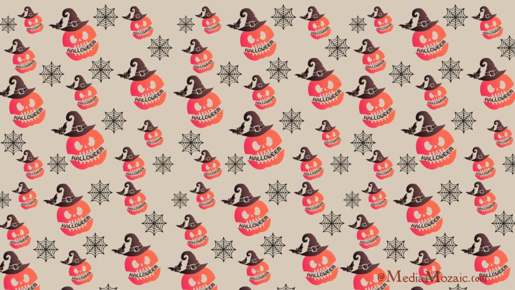 30+ Spooky & Cute Halloween Backgrounds | Halloween Background Pictures 27 Pumpkin witch pattern with beige background for Halloween desktop background, pumpkin pattern for Halloween