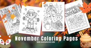 8 Free Printable November Coloring Pages PDF– Cozy Fall & Thanksgiving Designs 1 november coloring pages for kids, cozuy autumn and fall coloring pages