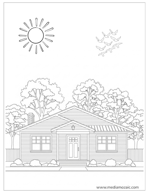 Free Printable House Coloring Pages for Kids & Adults — Relaxing and Fun! 7 cottage coloring page,