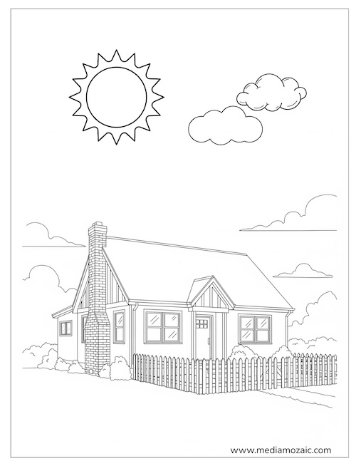 Free Printable House Coloring Pages for Kids & Adults — Relaxing and Fun! 9 simple house coloring pages 1