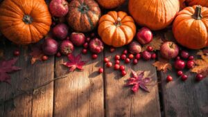 17 Stunning Thanksgiving Desktop Backgrounds in HD for a Cozy Fall Screen 15 Flat lay of pumpkins, apples, berries, and autumn leaves on rustic wood table, Thanksgiving Day Greetings wallpaper, cozy autumn harvest Thanksgiving wallpaper, rustic table Thanksgiving background, turkey pumpkins pies wallpaper, colorful fall leaves desktop wallpaper, soft sunlight Thanksgiving scene, falling leaves sparkles background, Happy Thanksgiving Day text wallpaper, festive joyful Thanksgiving desktop, practical Thanksgiving computer wallpaper, autumn holiday greeting wallpaper